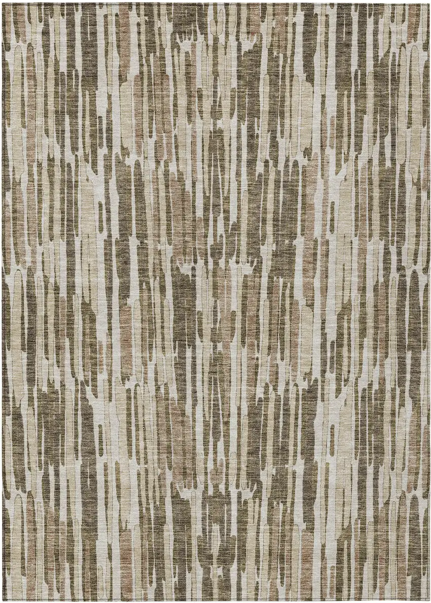 Brown And Taupe Abstract Washable Indoor Outdoor Area Rug Photo 2