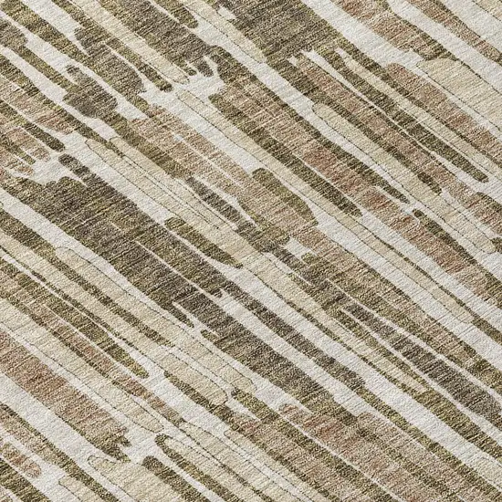 Brown And Taupe Abstract Washable Indoor Outdoor Area Rug Photo 5