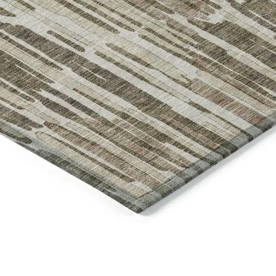 Brown And Taupe Abstract Washable Indoor Outdoor Area Rug Photo 4