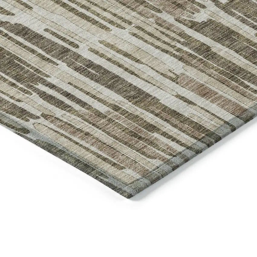 Brown And Taupe Abstract Washable Indoor Outdoor Area Rug Photo 4