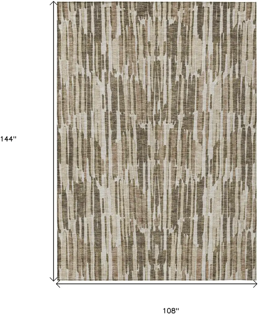 Brown And Taupe Abstract Washable Indoor Outdoor Area Rug Photo 3