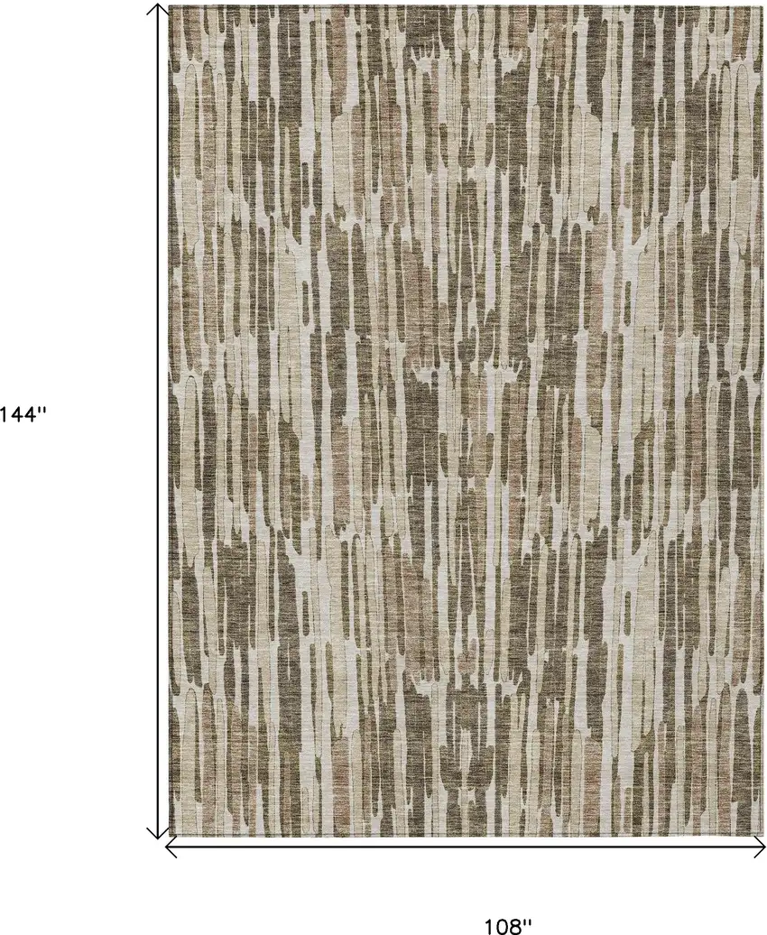 Brown And Taupe Abstract Washable Indoor Outdoor Area Rug Photo 3