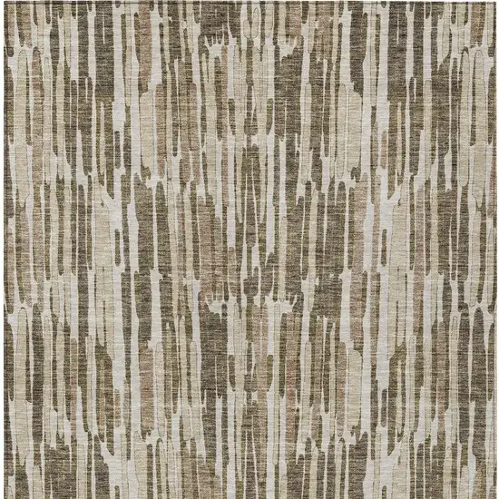 Brown And Taupe Abstract Washable Indoor Outdoor Area Rug Photo 6