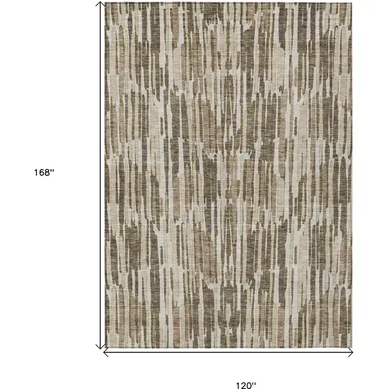 Brown And Taupe Abstract Washable Indoor Outdoor Area Rug Photo 3