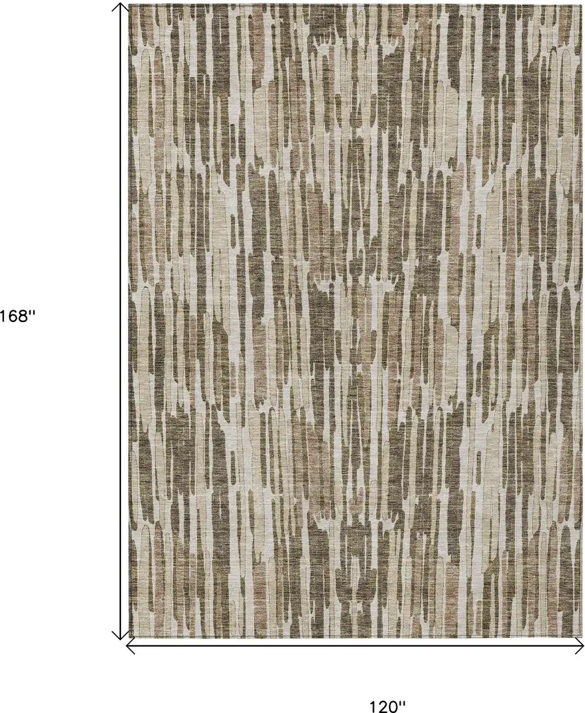 Brown And Taupe Abstract Washable Indoor Outdoor Area Rug Photo 3