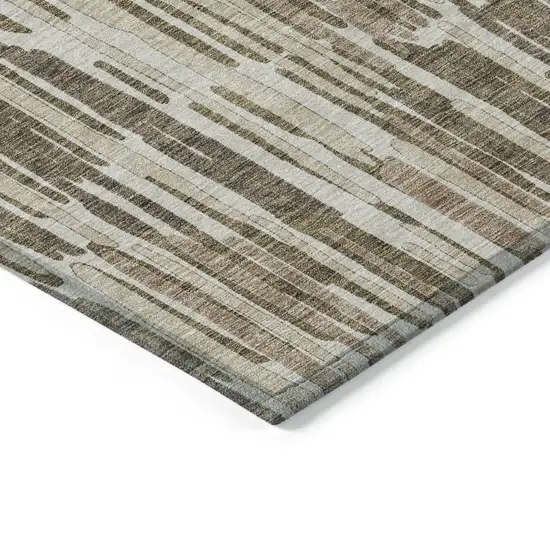 Brown And Taupe Abstract Washable Indoor Outdoor Area Rug Photo 3