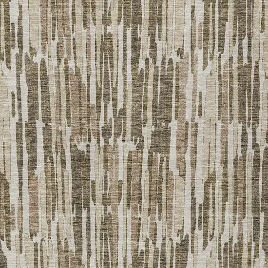 Brown And Taupe Abstract Washable Indoor Outdoor Area Rug Photo 5