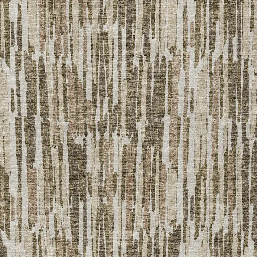 Brown And Taupe Abstract Washable Indoor Outdoor Area Rug Photo 5
