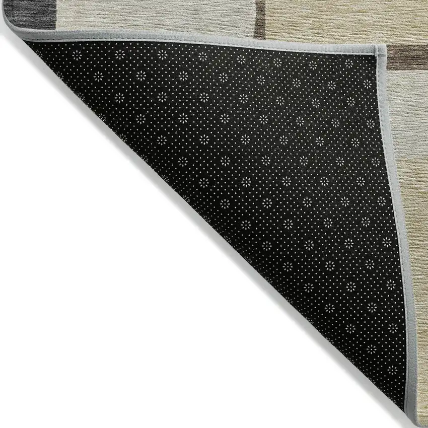 Brown And Taupe Abstract Washable Indoor Outdoor Area Rug Photo 2