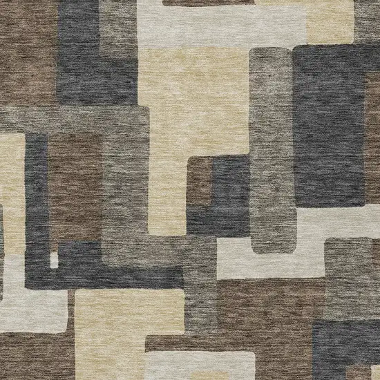 Brown And Taupe Abstract Washable Indoor Outdoor Area Rug Photo 4