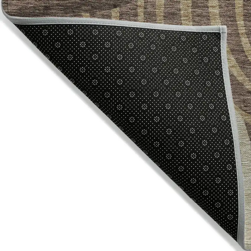 Brown And Taupe Abstract Washable Indoor Outdoor Area Rug Photo 3