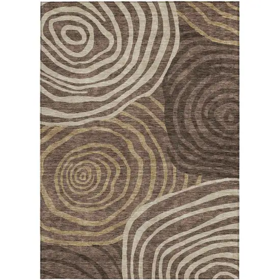 Brown And Taupe Abstract Washable Indoor Outdoor Area Rug Photo 6