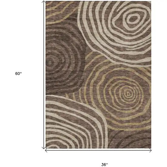 Brown And Taupe Abstract Washable Indoor Outdoor Area Rug Photo 7