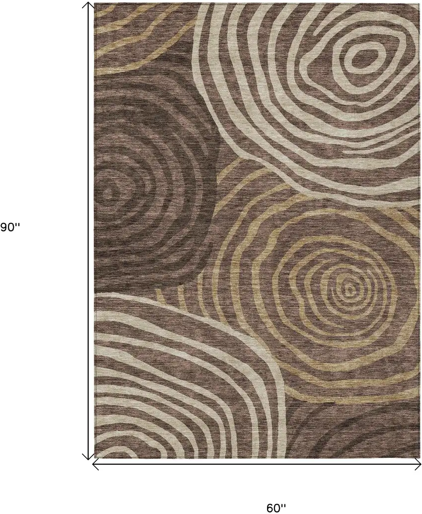 Brown And Taupe Abstract Washable Indoor Outdoor Area Rug Photo 3