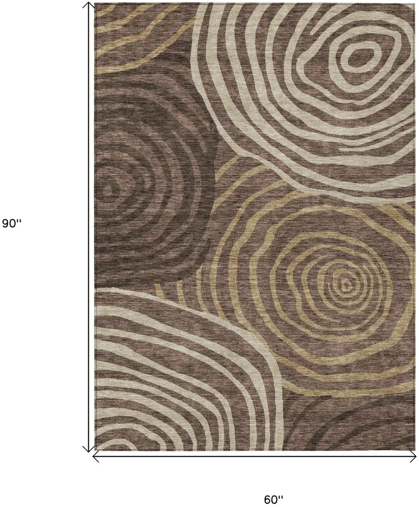 Brown And Taupe Abstract Washable Indoor Outdoor Area Rug Photo 3