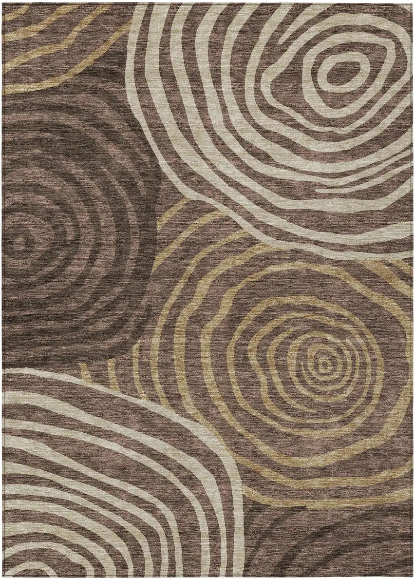 Brown And Taupe Abstract Washable Indoor Outdoor Area Rug Photo 2