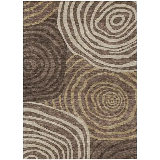Brown And Taupe Abstract Washable Indoor Outdoor Area Rug Photo 2