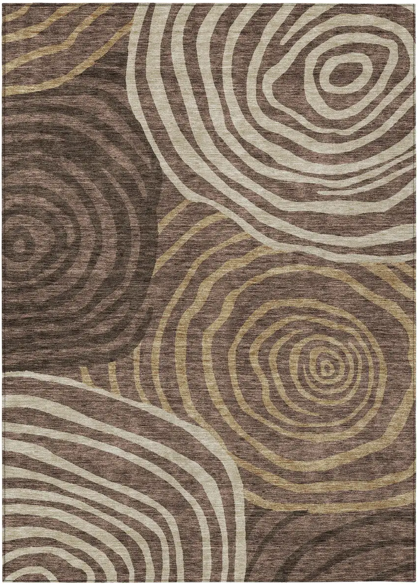 Brown And Taupe Abstract Washable Indoor Outdoor Area Rug Photo 2