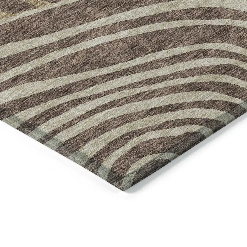 Brown And Taupe Abstract Washable Indoor Outdoor Area Rug Photo 3