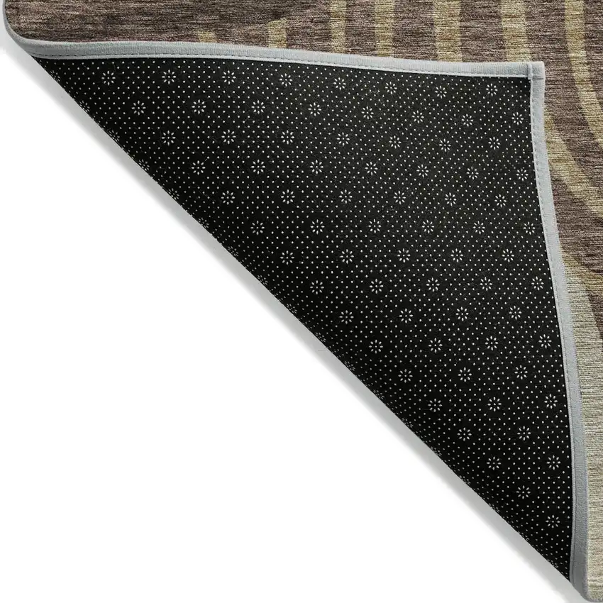 Brown And Taupe Abstract Washable Indoor Outdoor Area Rug Photo 2