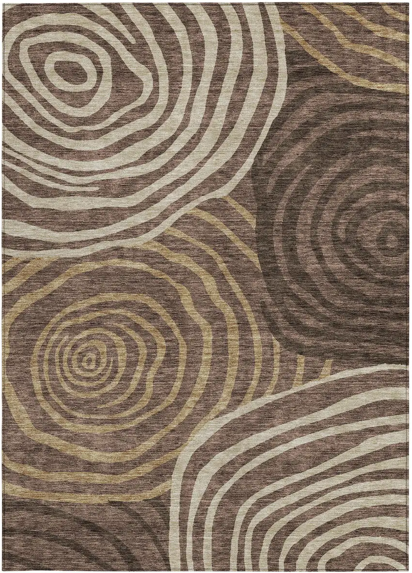 Brown And Taupe Abstract Washable Indoor Outdoor Area Rug Photo 5
