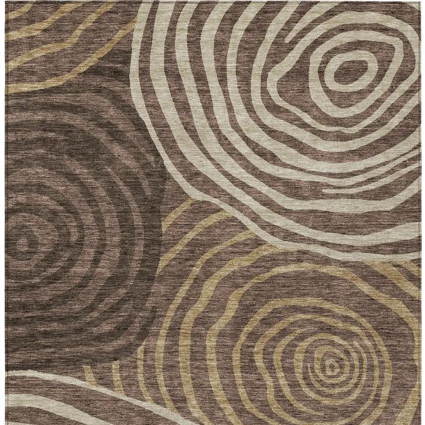 Brown And Taupe Abstract Washable Indoor Outdoor Area Rug Photo 4