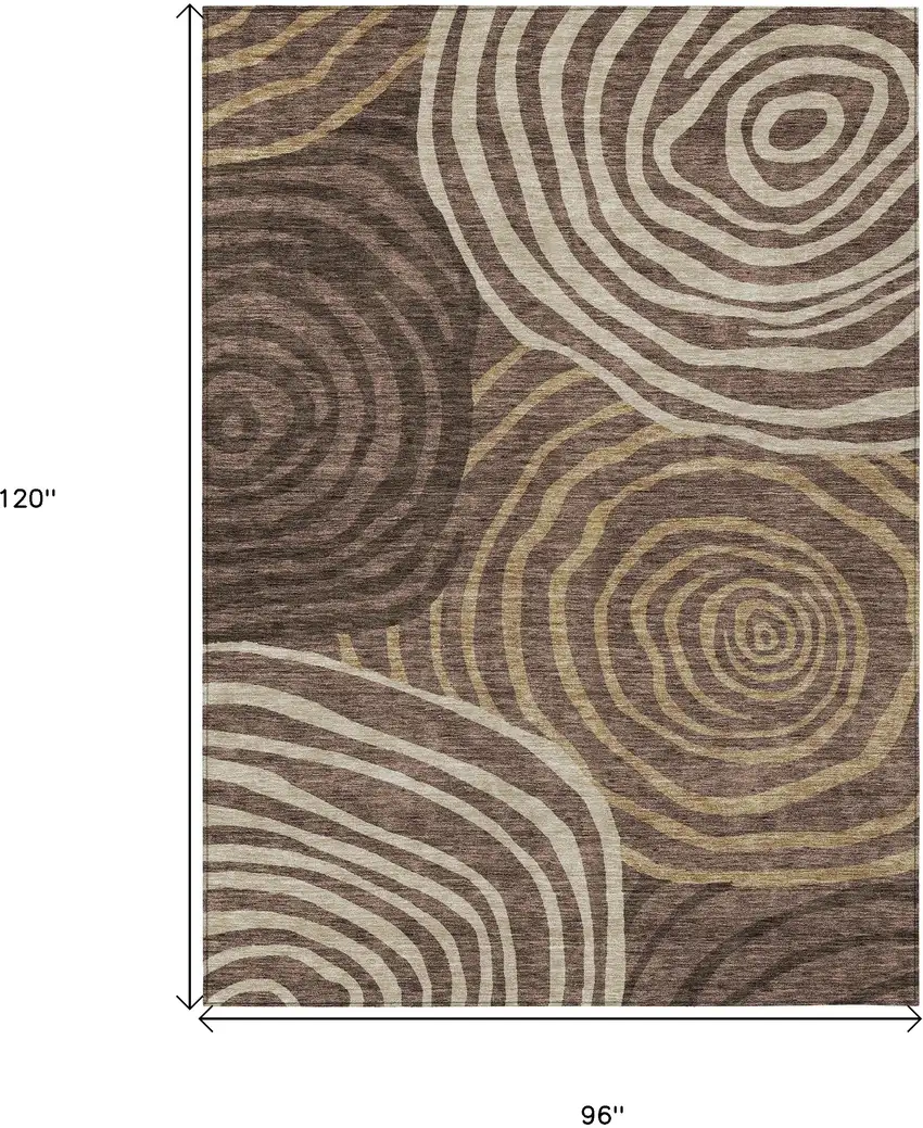 Brown And Taupe Abstract Washable Indoor Outdoor Area Rug Photo 3
