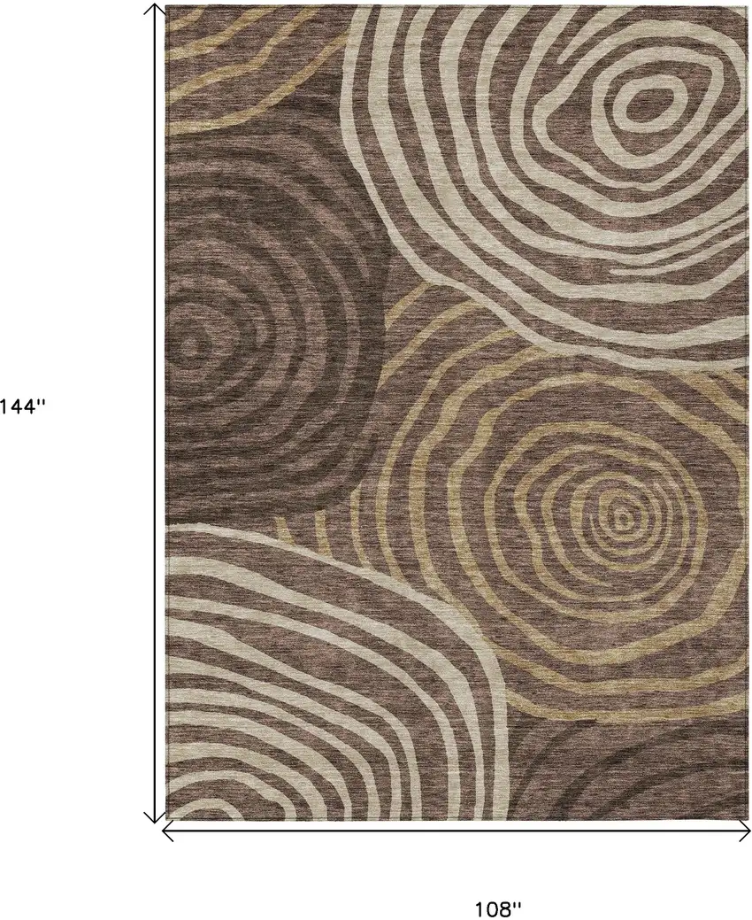 Brown And Taupe Abstract Washable Indoor Outdoor Area Rug Photo 3