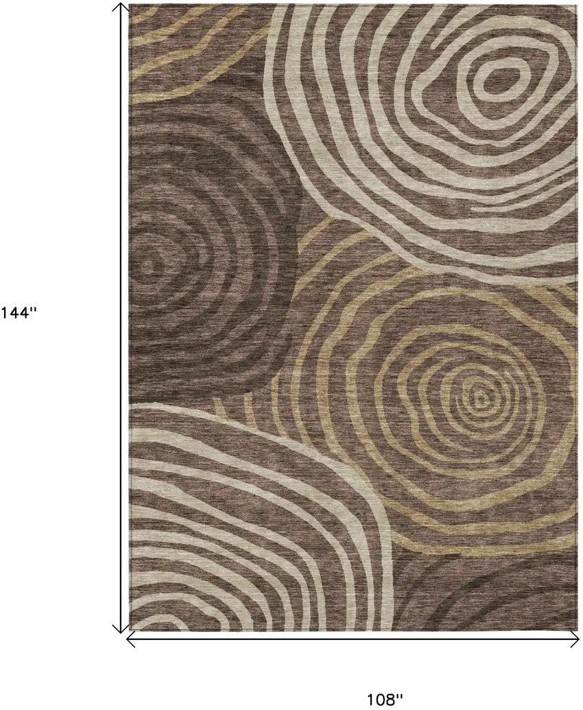Brown And Taupe Abstract Washable Indoor Outdoor Area Rug Photo 3