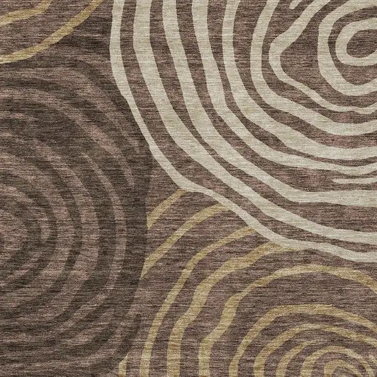 Brown And Taupe Abstract Washable Indoor Outdoor Area Rug Photo 4