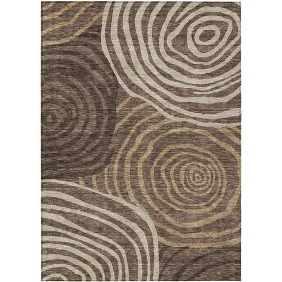 Brown And Taupe Abstract Washable Indoor Outdoor Area Rug Photo 1