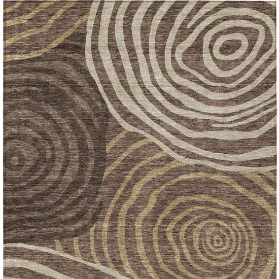 Brown And Taupe Abstract Washable Indoor Outdoor Area Rug Photo 5