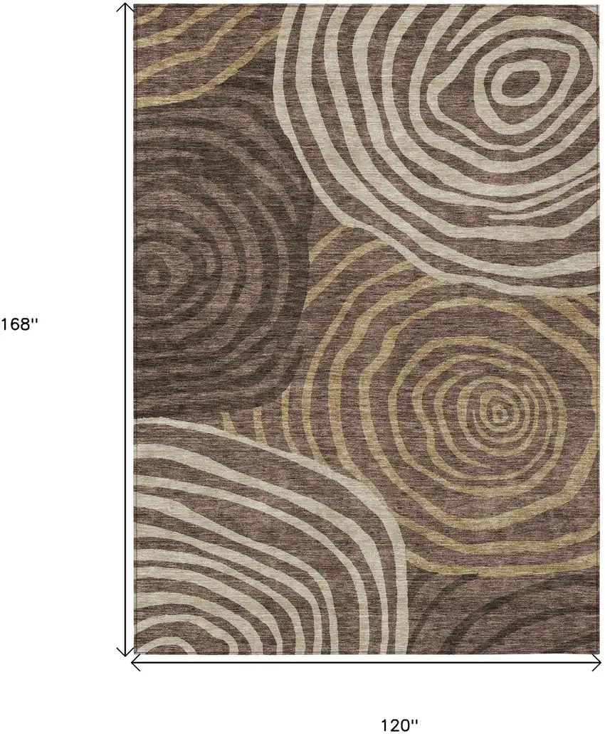 Brown And Taupe Abstract Washable Indoor Outdoor Area Rug Photo 3