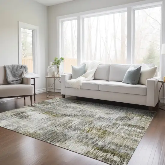 Brown And Taupe Abstract Washable Indoor Outdoor Area Rug Photo 9