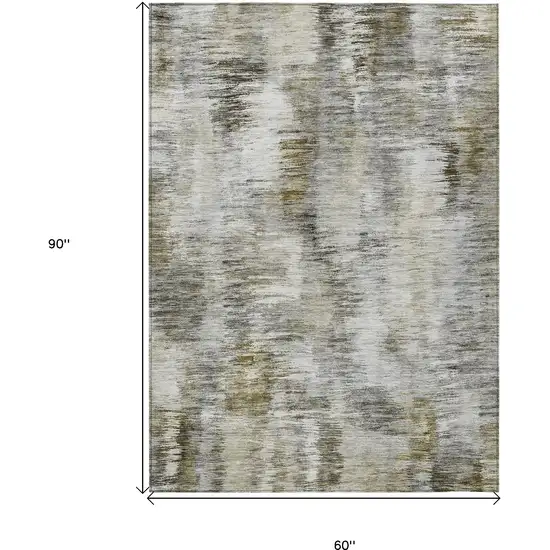 Brown And Taupe Abstract Washable Indoor Outdoor Area Rug Photo 3