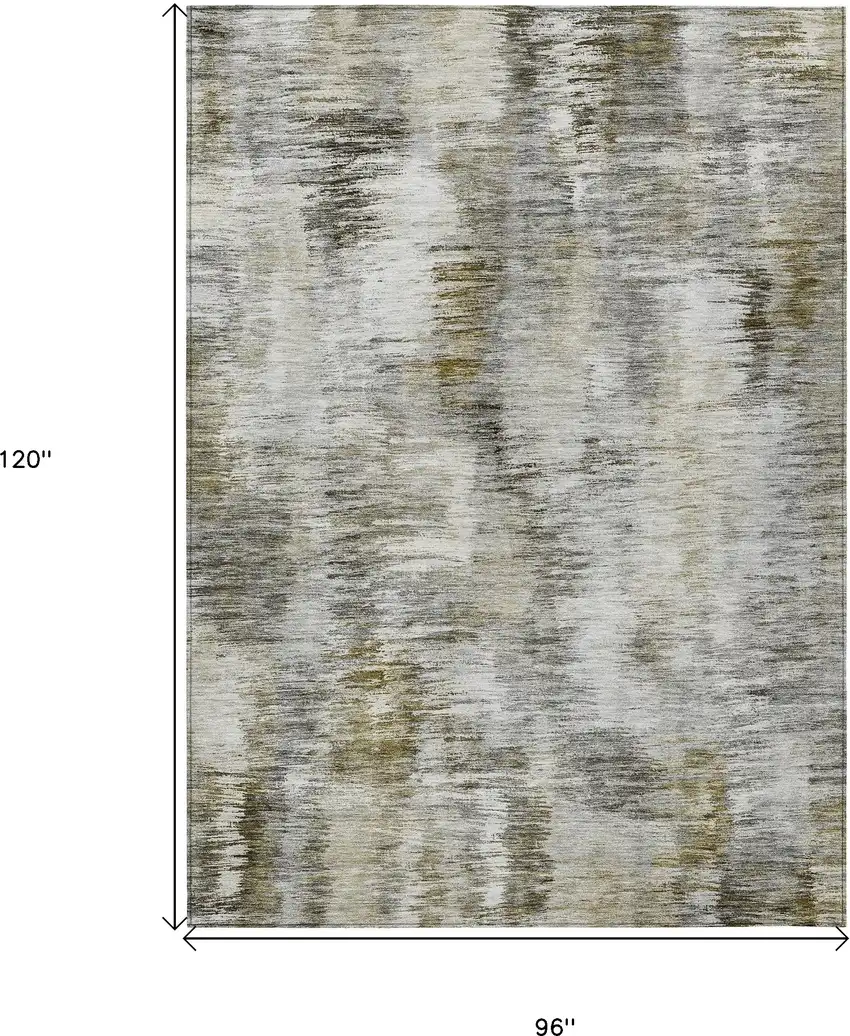 Brown And Taupe Abstract Washable Indoor Outdoor Area Rug Photo 3