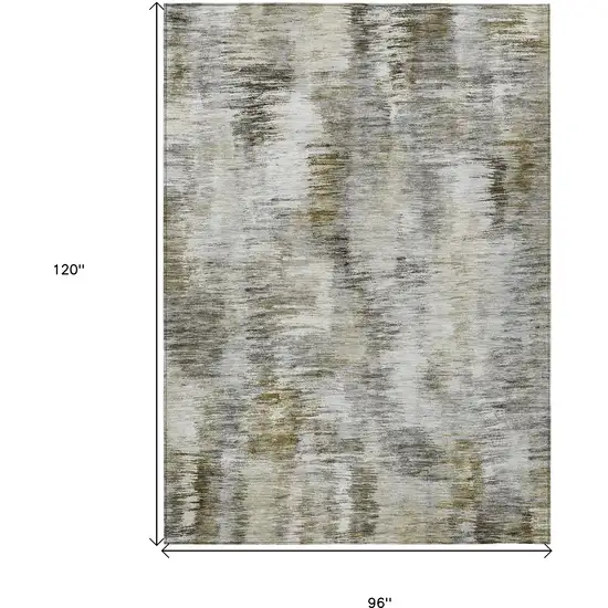 Brown And Taupe Abstract Washable Indoor Outdoor Area Rug Photo 3