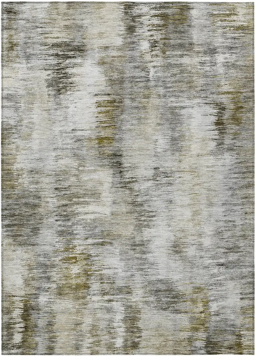 Brown And Taupe Abstract Washable Indoor Outdoor Area Rug Photo 2