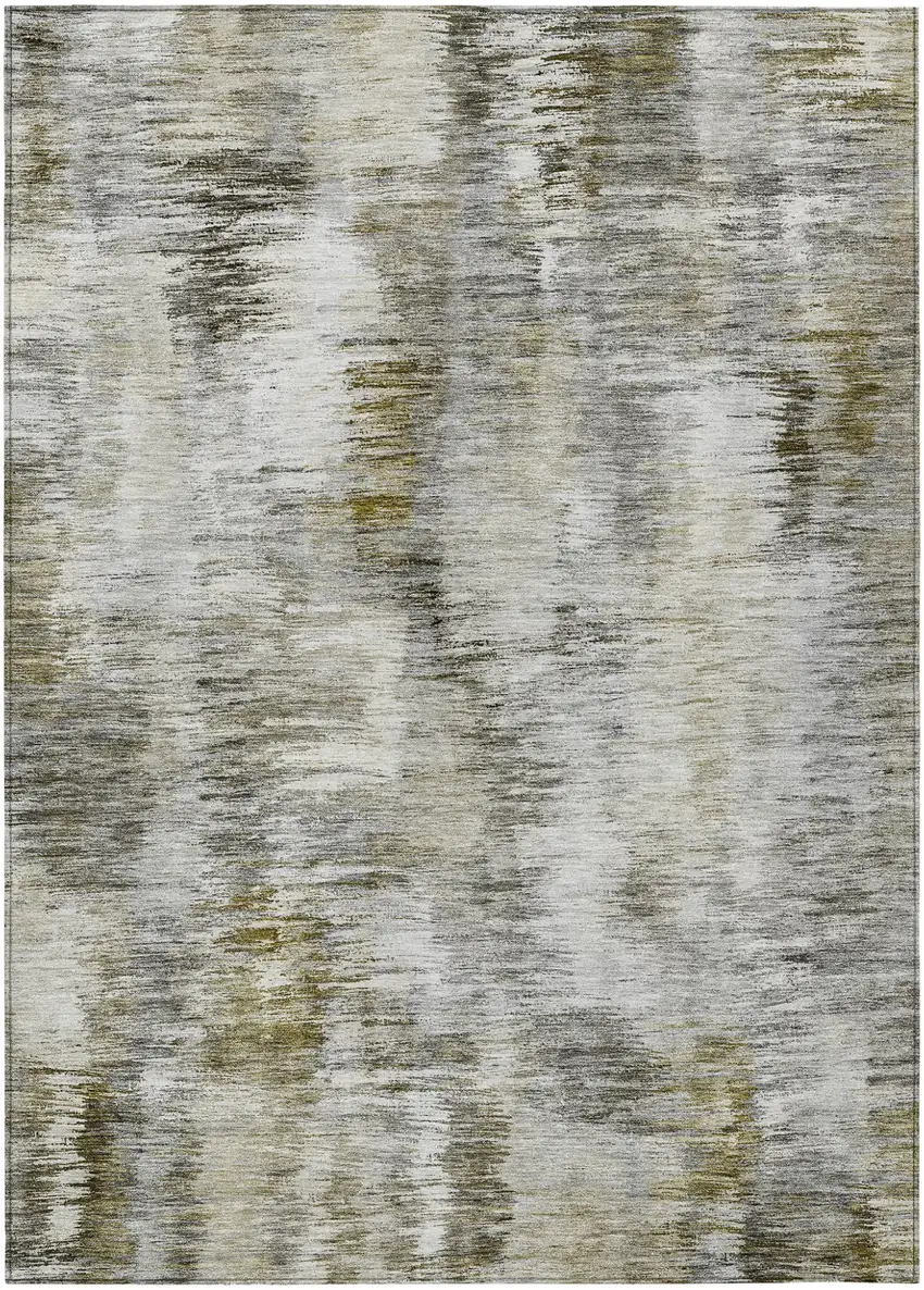 Brown And Taupe Abstract Washable Indoor Outdoor Area Rug Photo 2