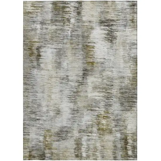 Brown And Taupe Abstract Washable Indoor Outdoor Area Rug Photo 7