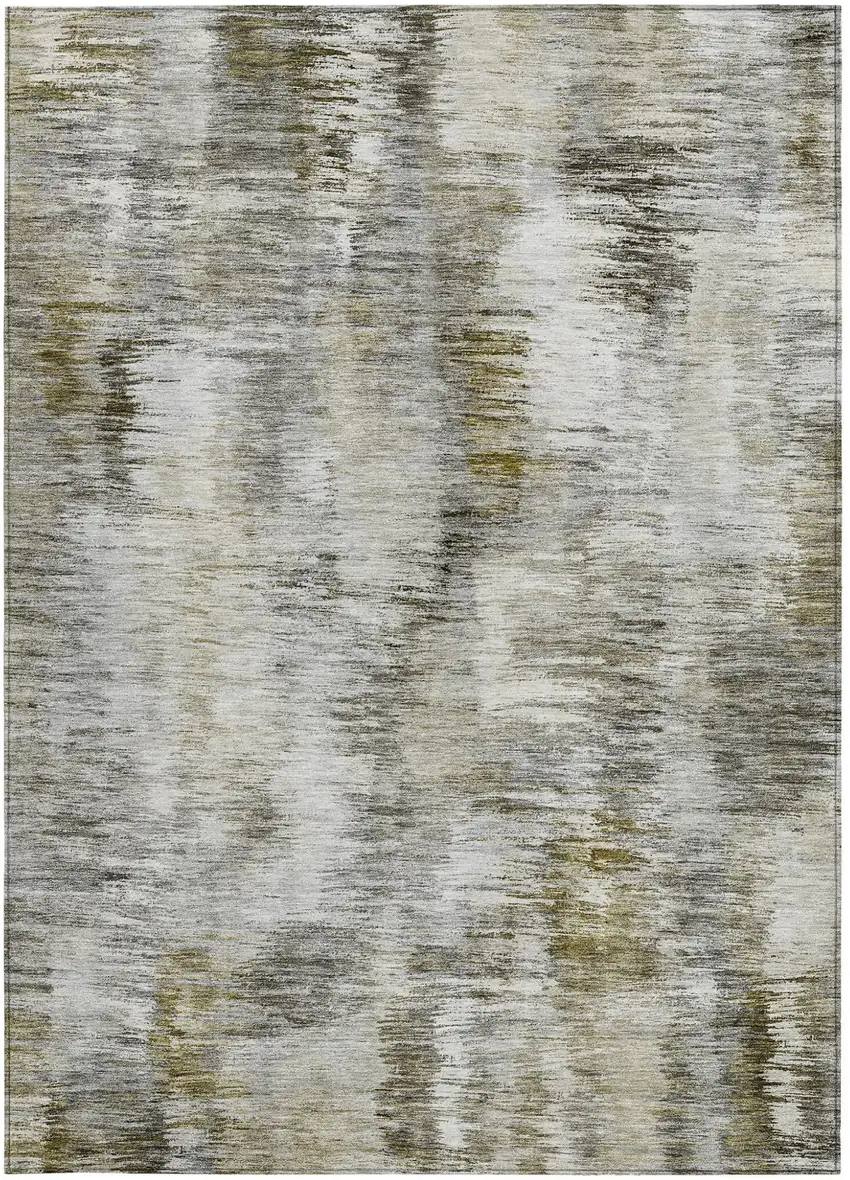Brown And Taupe Abstract Washable Indoor Outdoor Area Rug Photo 7
