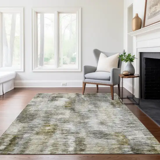Brown And Taupe Abstract Washable Indoor Outdoor Area Rug Photo 9