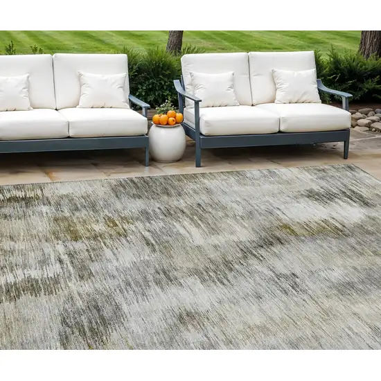 Brown And Taupe Abstract Washable Indoor Outdoor Area Rug Photo 1