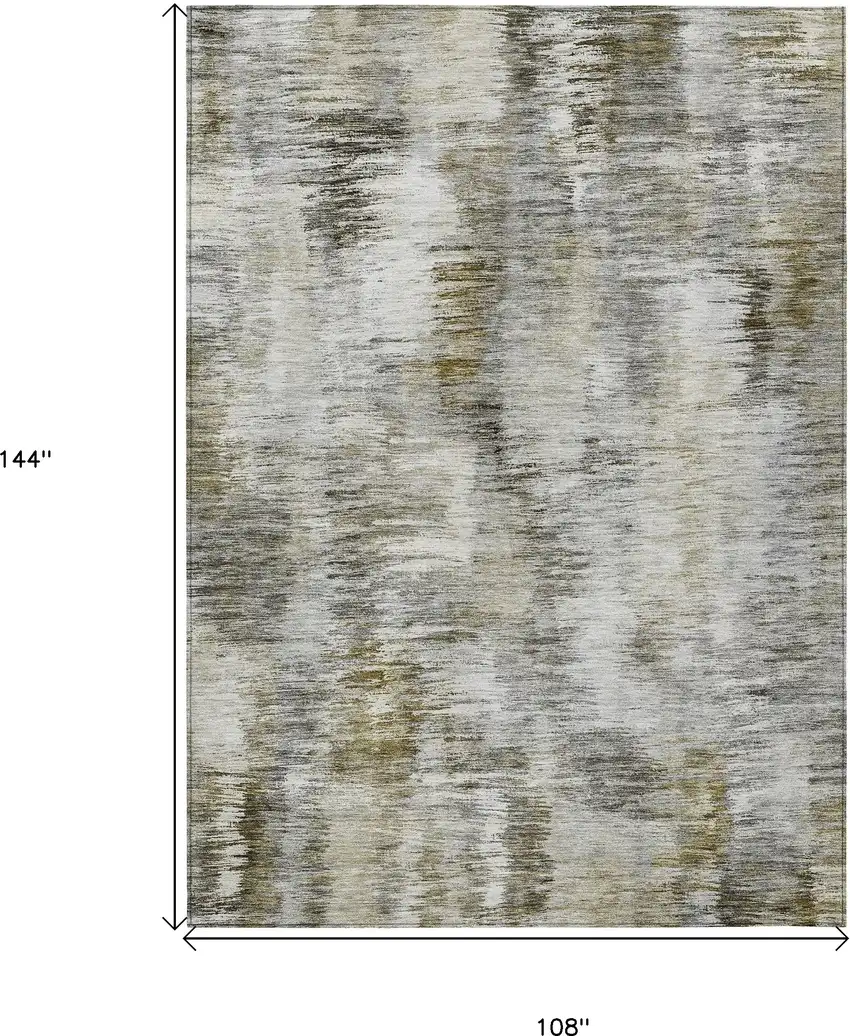 Brown And Taupe Abstract Washable Indoor Outdoor Area Rug Photo 3