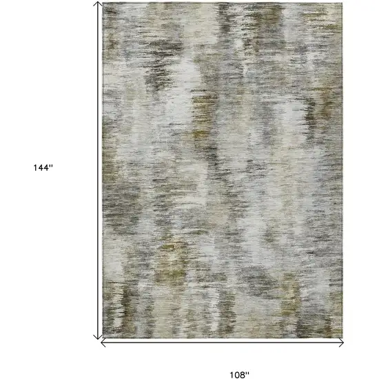 Brown And Taupe Abstract Washable Indoor Outdoor Area Rug Photo 3