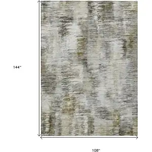Photo of Brown And Taupe Abstract Washable Indoor Outdoor Area Rug