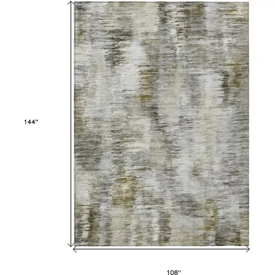 Brown And Taupe Abstract Washable Indoor Outdoor Area Rug Photo 3