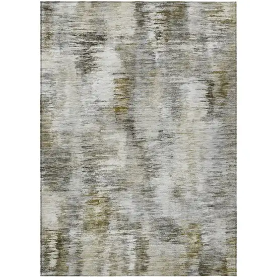 Brown And Taupe Abstract Washable Indoor Outdoor Area Rug Photo 2