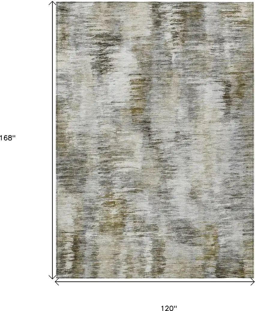 Brown And Taupe Abstract Washable Indoor Outdoor Area Rug Photo 3