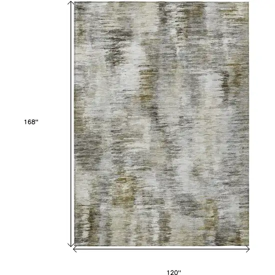 Brown And Taupe Abstract Washable Indoor Outdoor Area Rug Photo 3